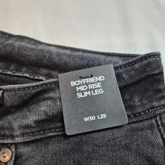 Silver Jeans Women's Size 30X29 Black Denim Boyfriend Comfort Distressed (62) - Picture 5 of 12